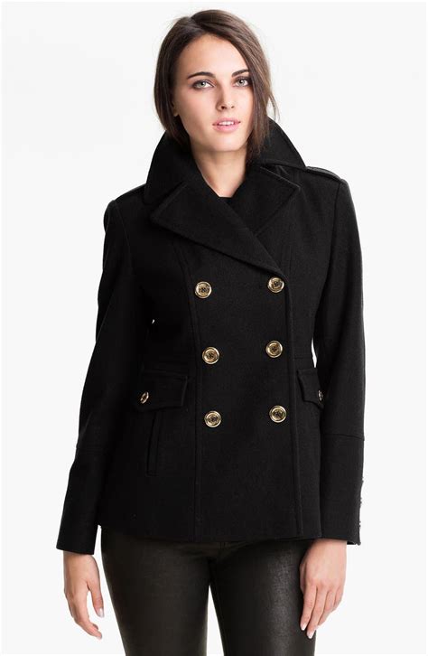 michael kors womens black peacoat|Michael Kors wool winter coats.